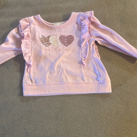 btween Other - Pink Heart Ruffle Long-Sleeve Top for Kids